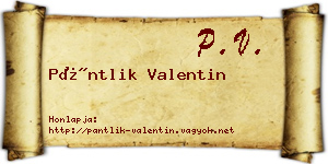 Pántlik Valentin névjegykártya
